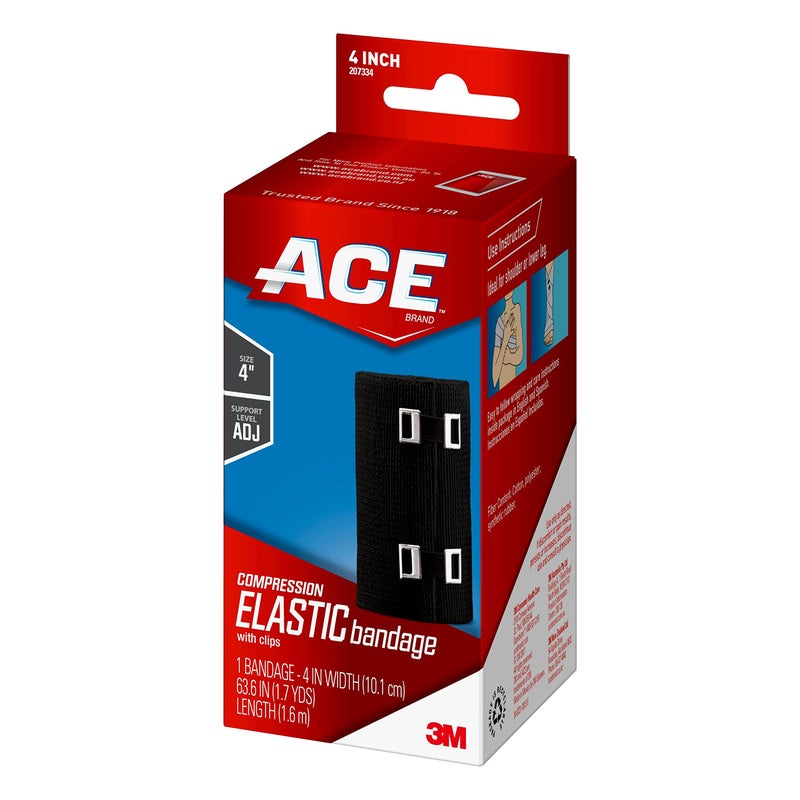 ACE 4 Inch Elastic Bandage with with Clips, Black, Great for Leg, Shoulder and More, 1 Count - Image 3